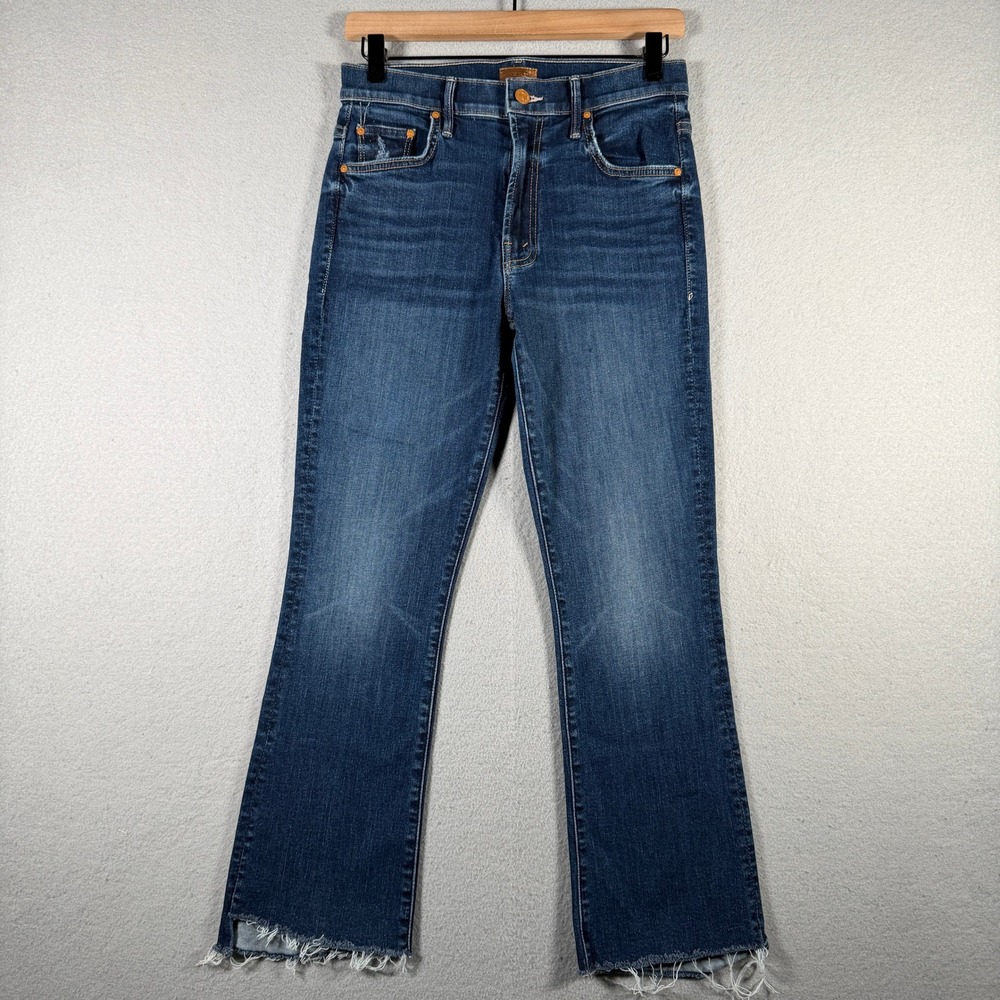 Mother The Insider Crop Step Fray Jeans Teaming Up Blue 28 1157-104